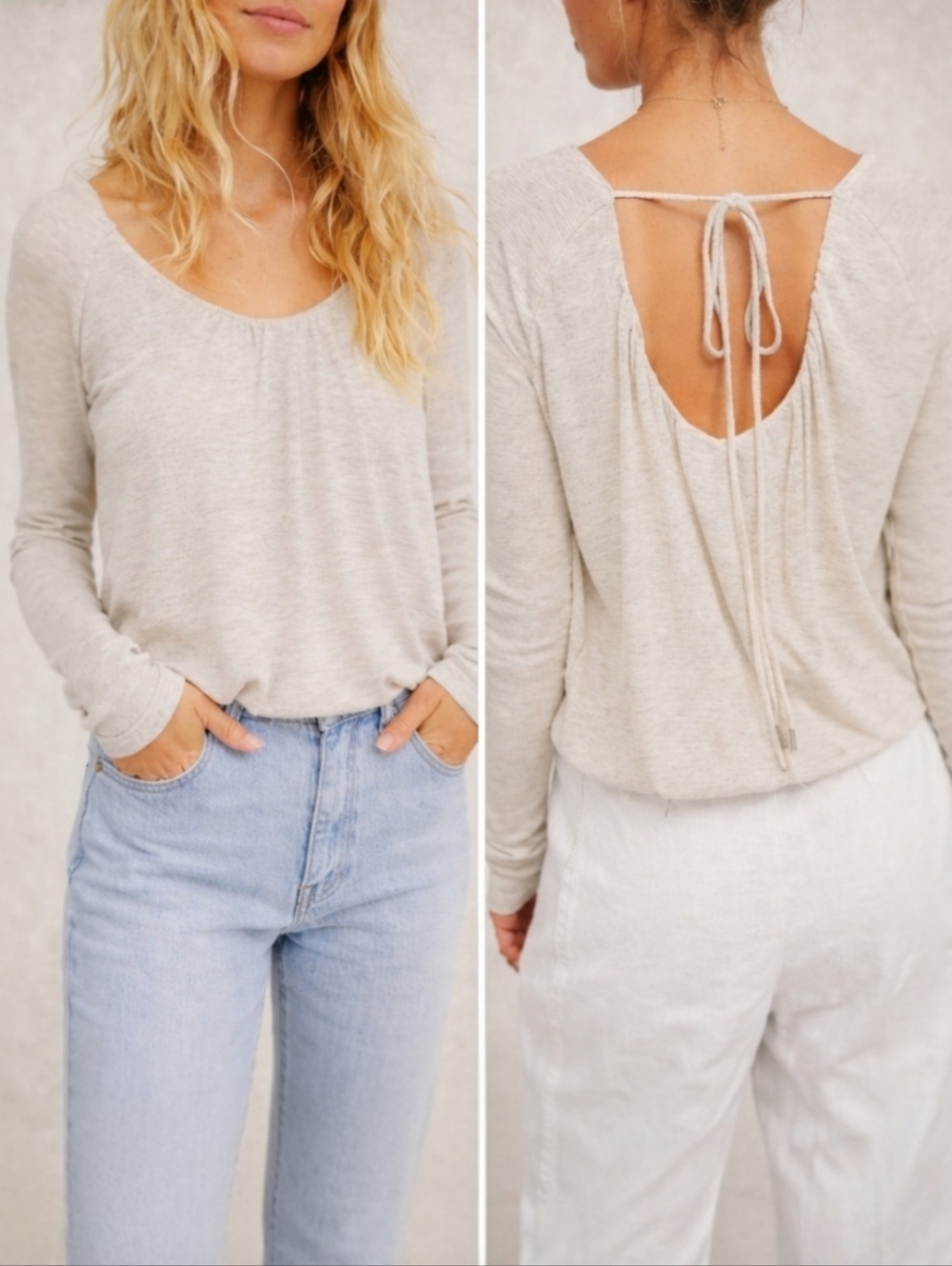 Free People We The Free Bondi Thermal Top Long Sleeve Oatmeal Beige Women's XS